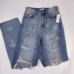 PACSUN 90's Boyfriend High Waisted Destroyed Jeans Size 26 NWT 33" Inseam